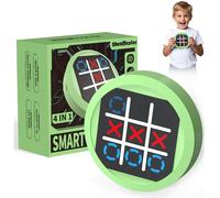 RoserRose Tic Tac Toe Bolt Game, Console de Jeu de Puzzle Portable 4 en 1, Jouet Fidget Portable, Jeux de mémoire pour Enfants, Jeu de Voyage Compact pour Enfants (Vert)