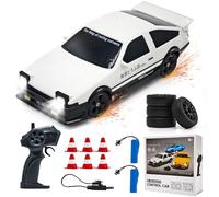 RoserRose Voiture RC Drift 1:24, Mini Voiture Télécommandée 4WD avec LED, 18 km/h, 2 Batteries, 50 Min d'Autonomie, Télécommande 2.4GHz