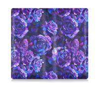 Roses abstraites violettes et bleues dans le style du cubisme avec un fond sombre montrant un motif floral dans des couleurs vives très détaillées avec des traits de pinceau riches comme un, Roses