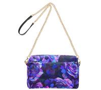 Roses abstraites violettes et bleues dans le style du cubisme avec un fond sombre montrant un motif floral dans des couleurs vives très détaillées avec des traits de pinceau riches comme un