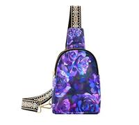 Roses abstraites violettes et bleues tendance dans le style du cubisme avec un fond sombre montrant un motif floral dans des couleurs vives très détaillées avec des traits de pinceau riches comme,