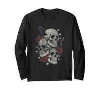 Roses and Skulls Elder Emo Grunge Punk Graphic Goth Gothic Manche Longue