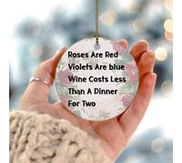 Roses Are Red Violets Are Blue Wine Costs Less Ornements à suspendre Souvenir Décoration de vacances Décoration à suspendre en céramique pour enfants, filles, fils
