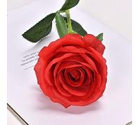 Roses artificielles en soie avec longues tiges pour mariage, maison, fête, centre de table, bouquet de mariée, composition florale à faire soi-même (rouge)