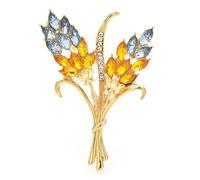 Roses Broche De Revers Beautiful Wheat Designs Brooches Pins Crystal Charming Flowers Plants Casual Party Brooch(Color 9)