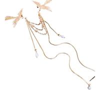 Roses Broche De Revers Brooch Pins Delicate Long Fringe Brooches For Women Men Suit Bird Corsage Imitation Pearl Tassel Pin Accessory(Color 1)
