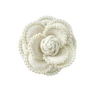 Roses Broche De Revers Camellia Flower Lapel Pins Broooch Fabric Pearl Corsage Cardigan Suit Collar Pin Brooches Wedding Jewelry(Color-03)