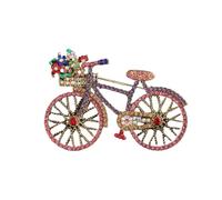 Roses Broche De Revers Shining Bicycle Brooches For Women Unisex Beautiful Taking Flowers Bike Brooch Pins Badge Men Clothing Accessories(Pink)