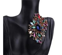 Roses Broche De Revers Statement Brooch With Rhinestones, Floral - Inspired Radiant Design, Perfect Festival(COLOR 3)