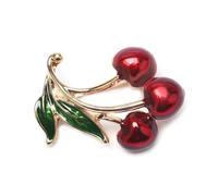 Roses Broche De Revers Sweet Elegant Cherry Brooch Rhinestone Enamel Fruit Pin Suit Coat Backpack Decoration Jewelry Accessories Party(Color-01)
