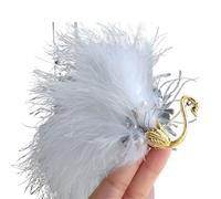 Roses Broche De Revers White Feather Plush Pearl Crystal Animal Brooch Creative Alloy Bird Badge(Color 3)