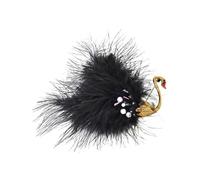 Roses Broche De Revers White Feather Plush Pearl Crystal Animal Brooch Creative Alloy Bird Badge(Color 2)