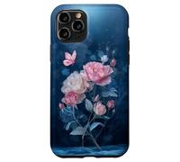 Roses Butterfly Stained Art Effect Stain Pink Blue Trans Coque pour iPhone 11 Pro