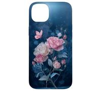 Roses Butterfly Stained Art Effect Stain Pink Blue Trans Coque pour iPhone 14 Plus