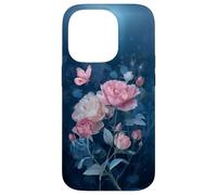 Roses Butterfly Stained Art Effect Stain Pink Blue Trans Coque pour iPhone 14 Pro