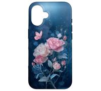Roses Butterfly Stained Art Effect Stain Pink Blue Trans Coque pour iPhone 16
