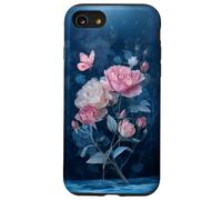 Roses Butterfly Stained Art Effect Stain Pink Blue Trans Coque pour iPhone SE (2020) / 7/8