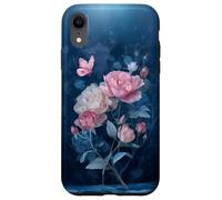 Roses Butterfly Stained Art Effect Stain Pink Blue Trans Coque pour iPhone XR