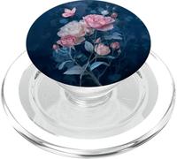 Roses Butterfly Stained Art Effect Stain Pink Blue Trans PopSockets PopGrip pour MagSafe