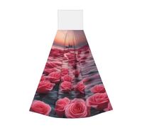 roses by the sea Coral Velvet Lingettes pour les mains - Serviettes suspendues pour cuisine, salle de bain, camping, extérieur et plus encore - Lingettes absorbantes