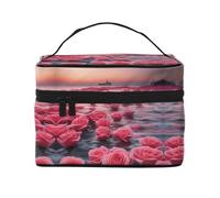 Roses by the sea - Grande trousse de maquillage pour femme - Portable - 22,9 x 16,5 x 15,7 cm - Grande trousse de maquillage pour filles