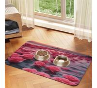 Roses by the sea Tapis d'alimentation en similicuir absorbant l'eau pour animal domestique 40 x 60 cm Tapis antidérapant durable pour gamelles de chat et chien