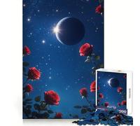 Roses célestes sous Une Nuit Cosmique Puzzle de 1000 pièces pour Adultes Exercice Mental,évasion et Pleine Conscience Coffret Cadeau Surprise de Noël (38x52cm)