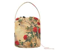 Roses Climbed The Wall Art Crochet Tote Bag Portable Knitting Bags Totes for Knitting Needle Bulto para tejer