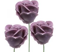 Roses de cire Fleurs artificielles Lilas Set de 18 roses décoratives Lilas Ø6cm Décoration de printemps