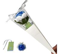 Roses de fleurs tricotées au crochet ; roses finies à la main ; rose dégradée décoration d'intérieur romantique cadeaux de Saint-Valentin ; roses finies faites à la main (dégradé bleu) (une pièce avec