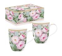 Easylife - Coffret 2 Mugs en Porcelaine Fine 35 CL Roses in Bloom
