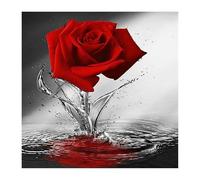 Roses en forme de gouttes d'eau Diamond Painting,5D DIY Diamant Painting Kit Complet,Fleurs Kits de Peinture Diamant pour Adultes,Rond Diamant Art Strass Point de Croix Painting Murale Décor 70x70 cm