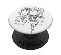 Roses Flower Skull Y2K with Cute Star Pattern for Goth Mom PopSockets PopGrip Adhésif