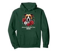Roses Flowers American Staffordshire Terrier Amstaff Sweat à Capuche, Unisexe pour Adultes, Vert Forêt, XXL