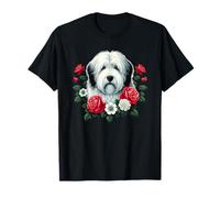 Roses Flowers Old English Sheepdog T-Shirt