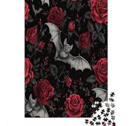Roses Gothiques Chauve-Souris Cadeau Unique Décoration Intérieure Jeu ÉduChatif Challenge Toy Adultes & Enfants des 14 Ans 38x26cm/1000pcs