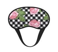 Roses imprimées sur un fond à carreaux noirs et blancs,Masques de sommeil occultants, cache-yeux couvrants, masques de sommeil anti-lumière