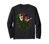 Roses moitié drapeau américain moitié mexicain USA Mexique Manche Longue