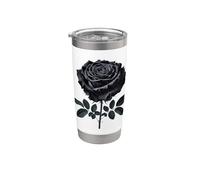 Roses noires pour filles - Rose gothique - Halloween Gobelet isotherme en acier inoxydable double paroi