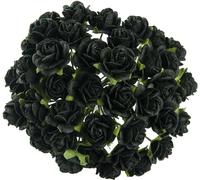 Roses ouvertes noires 20 mm - 50pcs