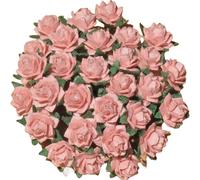 ROSES Papier Mulberry 12 mm - MINI STAR ROSES rose pâle - Fleurs décoratives pour bricolage - 100 pièces