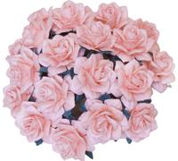 ROSES Papier Mulberry 25 mm - STAR ROSES rose pâle - Fleurs décoratives pour bricolage - 50 pièces