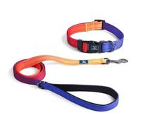 Roses&Poetry Ensemble collier et laisse pour chien de grande taille, laisse réfléchissante avec colliers, laisse assortie durable et réglable pour chiens de grande taille et fille (violet/orange-L)