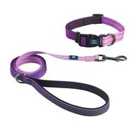 Roses&Poetry Ensemble collier et laisse pour petit chien, laisse réfléchissante avec colliers, laisse assortie durable et réglable pour petits chiens et filles (violet clair-S)