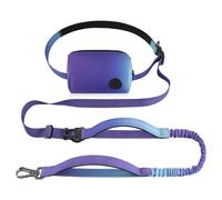 Roses&Poetry Laisse mains libres avec sac à fermeture éclair, sangle élastique de taille de 1,8 à 2,7 m pour chiens moyens et grands qui marchent, laisse de course avec poignées rembourrées dobl