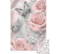 Roses Roses Papillon 1000 Pièces Carton Épais Puzzle Classique Senior Jigsaw Enthusiastes Difficile Défiant Décoration Murale Pack De Valeur 38x26cm/1000pcs