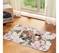 Roses Roses sépia Vintage Shabby Chic,Tapis d'alimentation pour Animaux de Compagnie, Sets de Table en Cuir PU pour Chats et Chiens,30x45cm