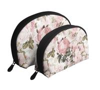 Roses Roses sépia Vintage Shabby Chic, Trousse de Maquillage Coquille Femme Petit Porte-Monnaie Trousse de Toilette Trousse à cosmétiques 2 pièces