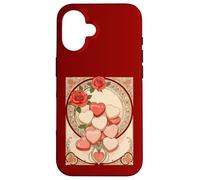 Roses Rouges et cœurs Style Art Nouveau Coque pour iPhone 16