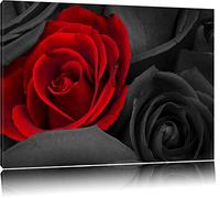 roses rouges romantiques noir / blanc sur toile, énorme XXL photos complètement encadrée avec civière, impression d'art sur ??la photo murale avec cadre, moins cher que la peinture ou une peinture à l'huile, pas une affiche ou une bannière